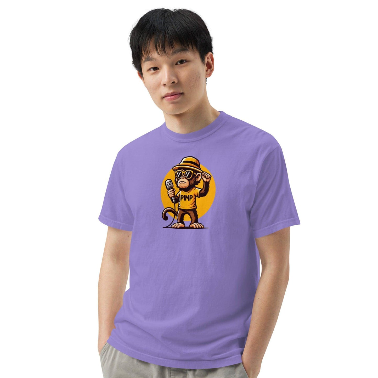 PIMP Monkey 3 – Stückgefärbtes, schweres Unisex-T-Shirt