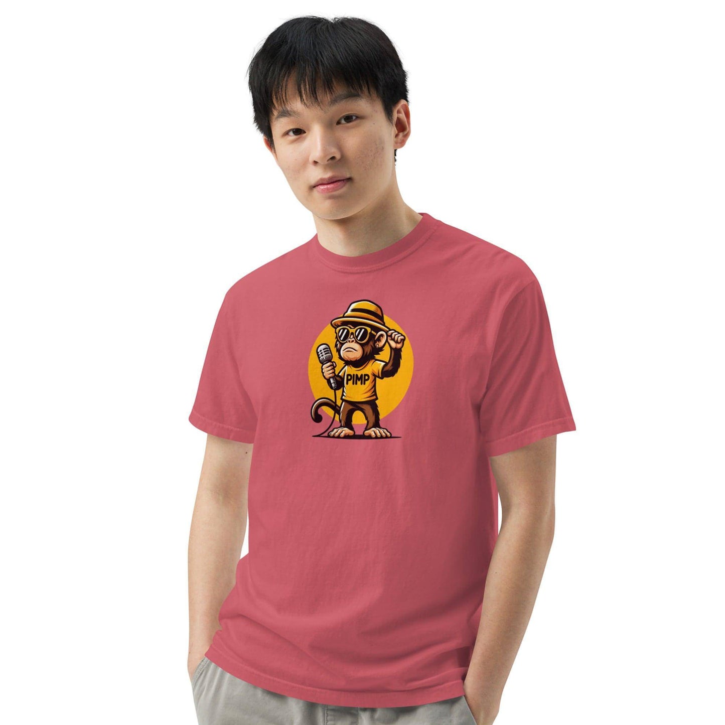 PIMP Monkey 3 - Camiseta unisex de tejido pesado teñido en prenda