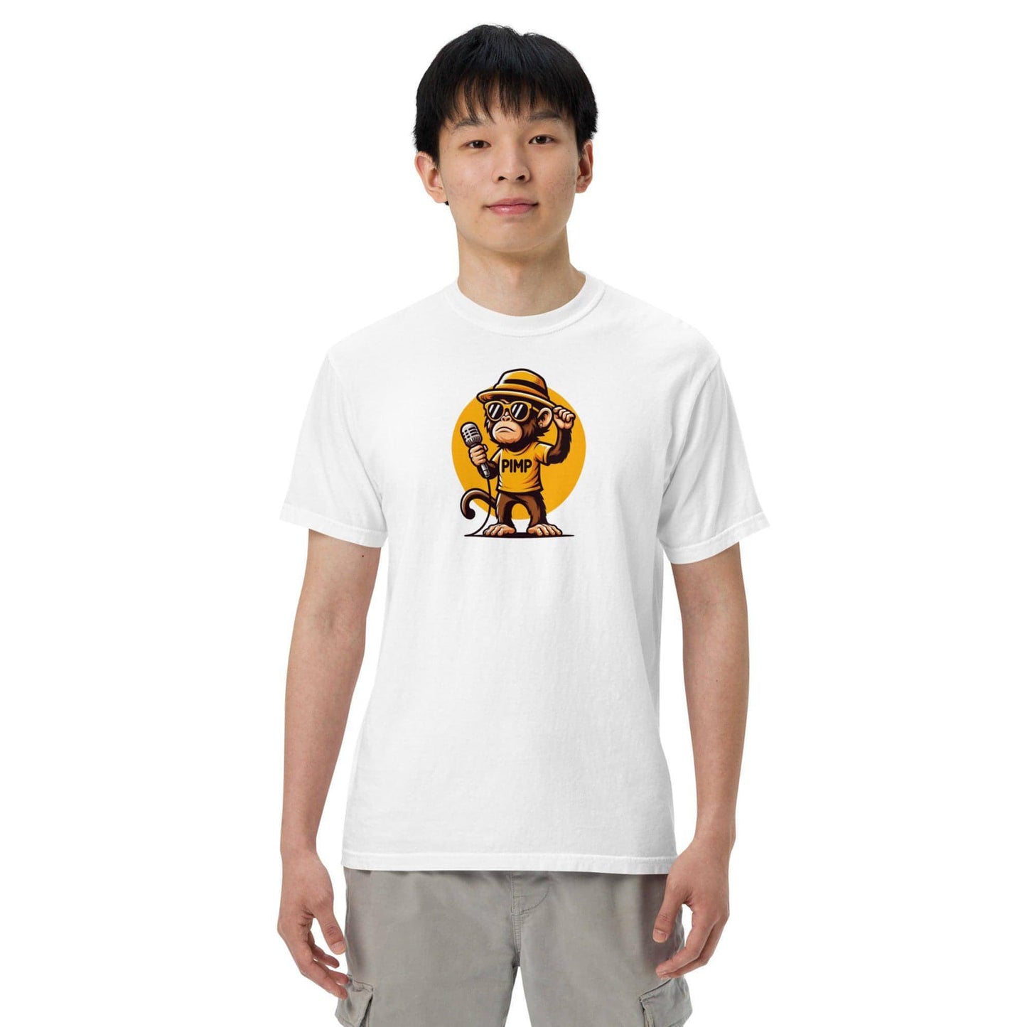 PIMP Monkey 3 - Camiseta unisex de tejido pesado teñido en prenda