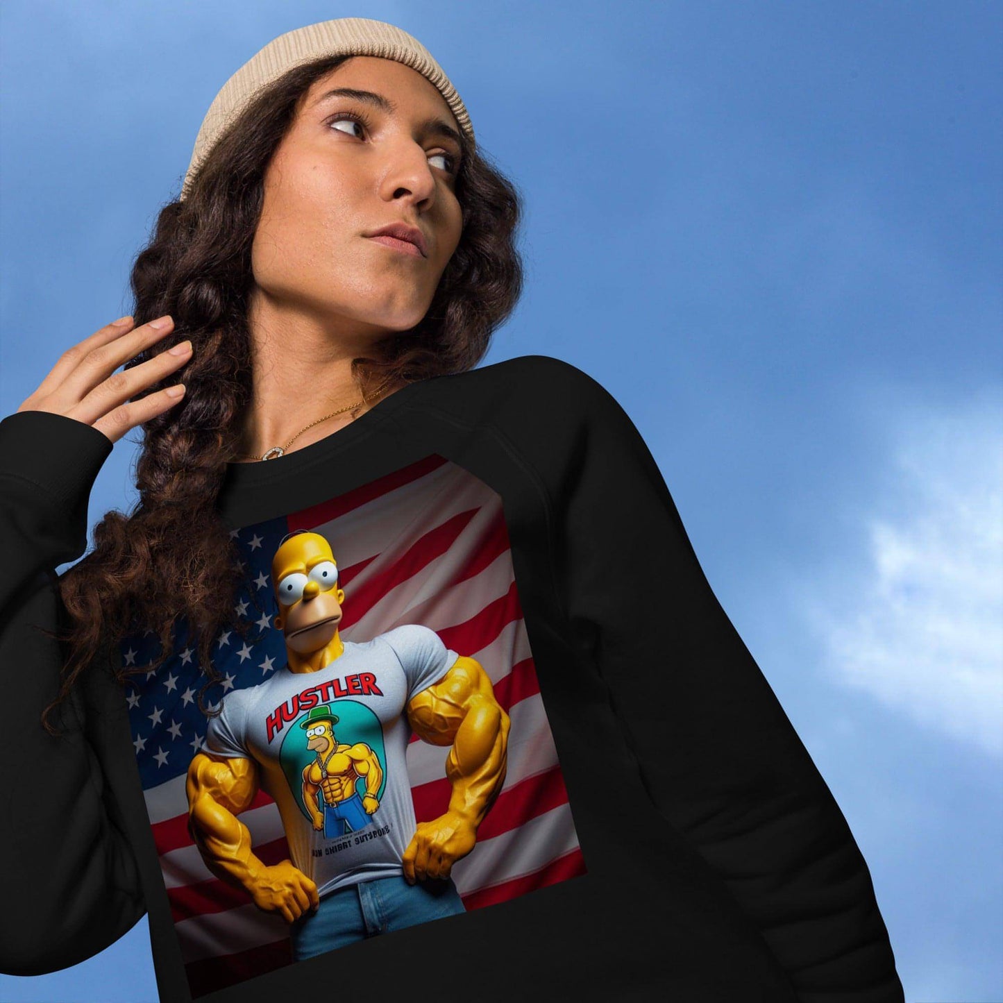 Hustler Homer - Unisex organic raglan sweatshirt